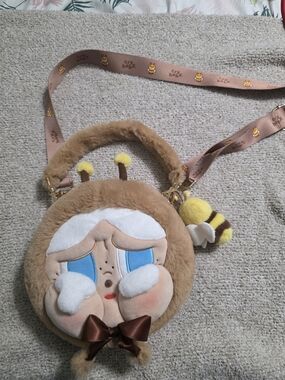 Cute Cry Baby Plush Crossbody Bag with Bee Charm